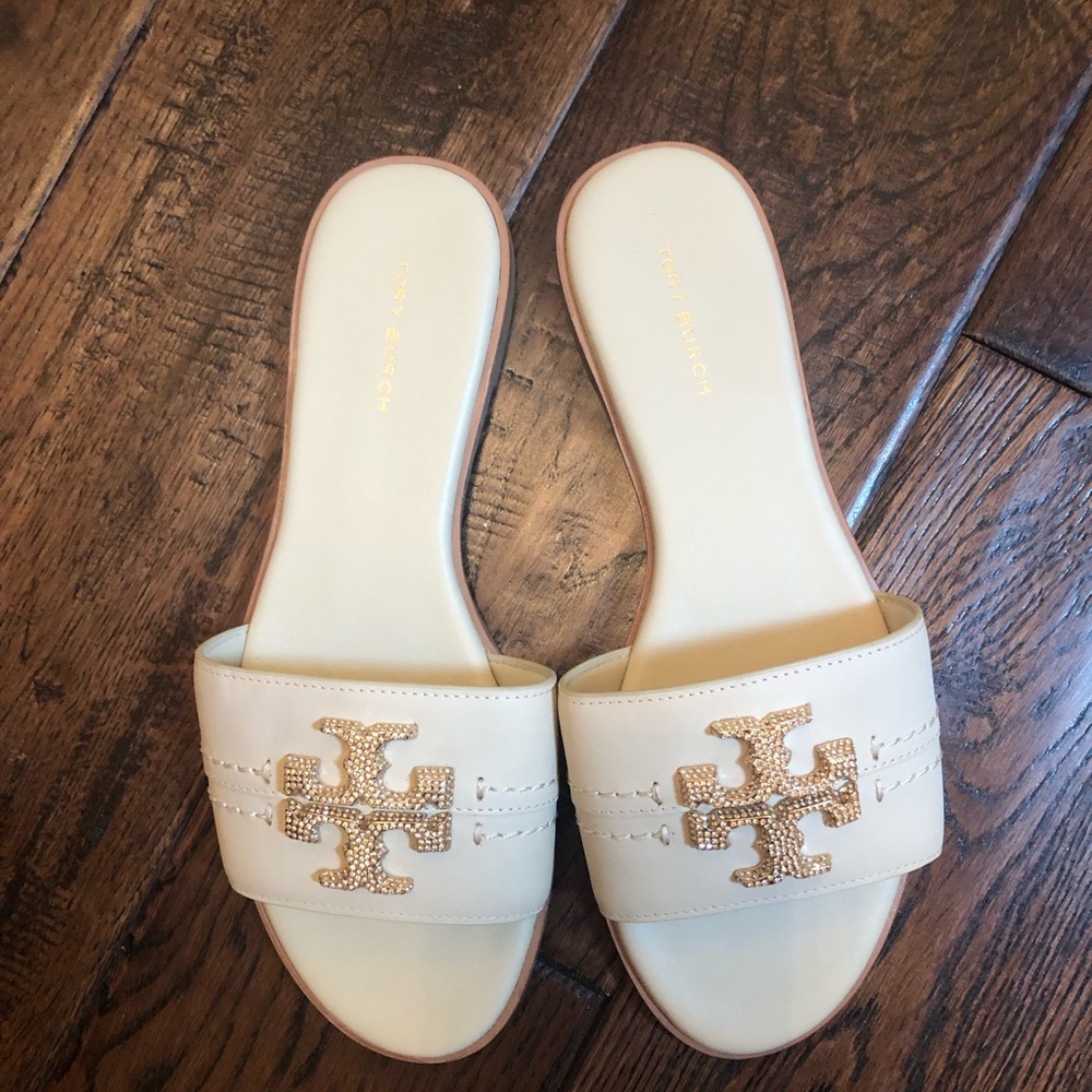 Tory Burch Beige and Gold Sandals
